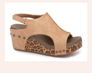 Corkys Carley Wedge Taupe Smooth Leopard