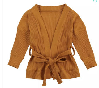 Girls Ribbed Cardigan w/Belt