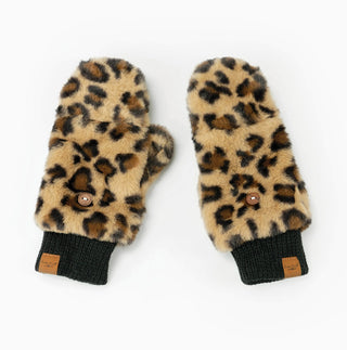 Britt's Knits Snow Leopard Mittens Tan