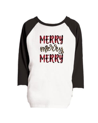 Jane Marie Kids Merry Merry Merry 3/4 Sleeve Raglan