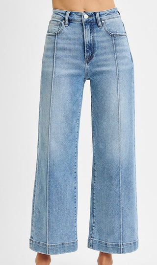 Risen High Rise Crop Wide Jeans Light Wash 5687