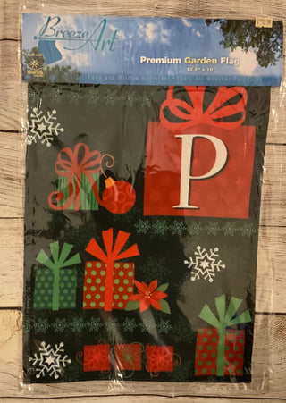 Christmas Present Monogram Garden Flag