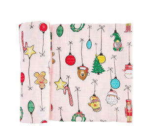 Mudpie Christmas Ornament Swaddle Pink