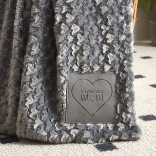 I Love You Mom Faux Fur Patch Throw