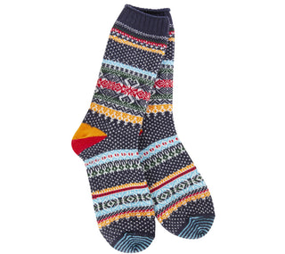World's Softest Socks Holiday Seasonal Crew Navy Multi