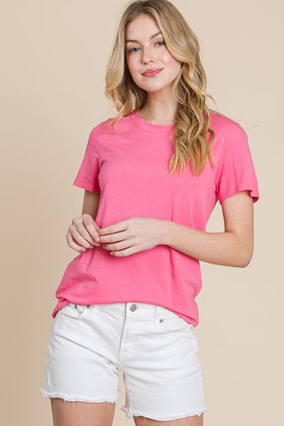 Culture Code Crew Neck Short Sleeve Fitted Top Pink Lemonade