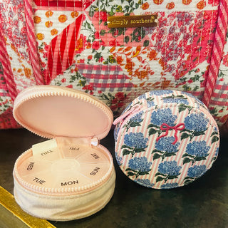 Simply Southern Pill Case Blue Floral & Stripes