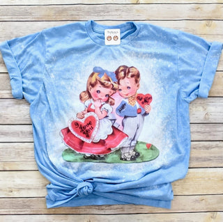 Daydreamer Designs Vintage Valentine Couple Bleached T-Shirt