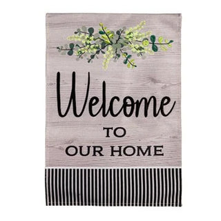 Wood Grain Welcome Garden Burlap Flag
