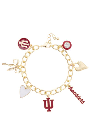 Canvas Style Indiana Hoosiers Enamel Icons Charm Bracelet Shiny Gold