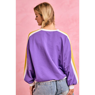 BiBi Gameday Sporty Colorblock Pullover Purple/Gold