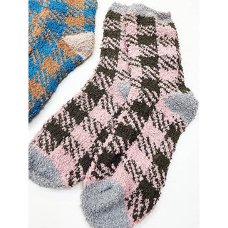 Plaid Pattern Soft Fuzzy Winter Socks