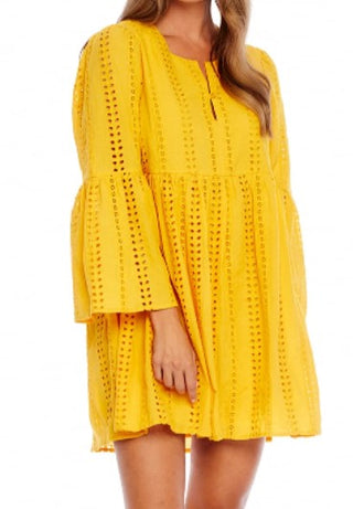 Mudpie Raylee Eyelet Dress Mustard