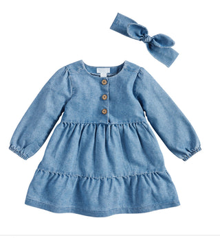 Mudpie Girl's Tiered Denim Dress