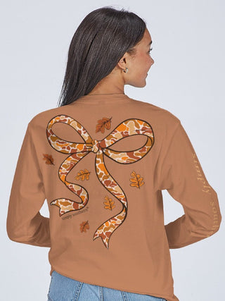 Simply Southern Long Sleeve Tee Camo Bow Chestnut