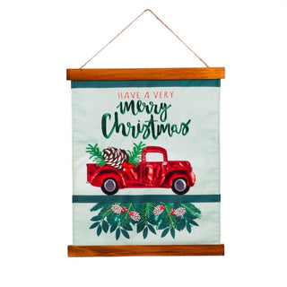 Red Truck Wood & Fabric Wall Hanging