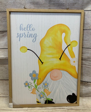 Hello Spring Reversible Wood Wall Sign