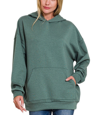 Zenana Scuba Hoodie with Kangaroo Pocket Ash Jade