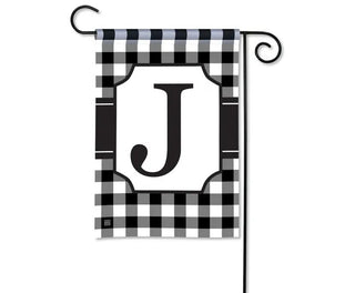 Black & White Check Monogram Garden Flag