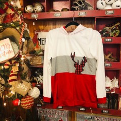Hooded Colorblock Buffalo Plaid Deer Head Top