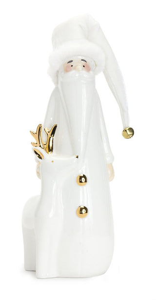 White & Gold Santa & Deer