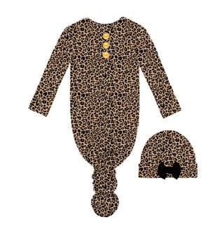 Jane Marie Classic Leopard Infant Gown & Beanie Set
