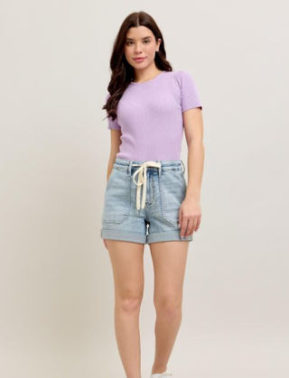 Judy Blue HW Cuff Jogger Shorts 150344