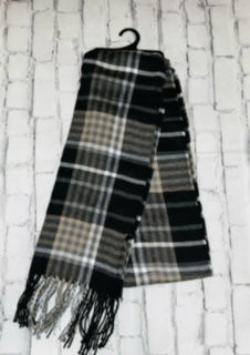 Britt's Knits Scarf Tan Black Plaid