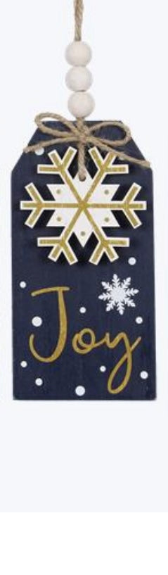 Navy & Gold Winter Tag Ornament