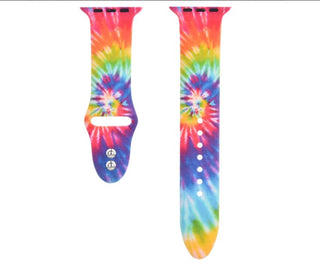 Silicone Apple Watch Band Tie Dye Rainbow 42mm