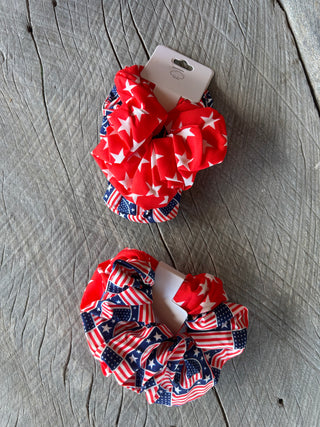 American Flag Hair Scrunchies Set of 2
