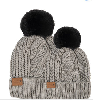Simply Southern Mommy & Me Beanie Set Gray