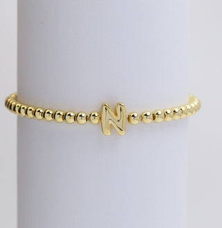 Josslyn Gold Initial Monogram Bubble Beaded Bracelet N