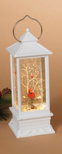Spinning Water Lantern w/Cardinal Scene