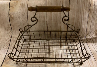 Wire Tray w/Wooden Handle