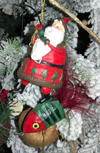 Santa Fishing Ornament