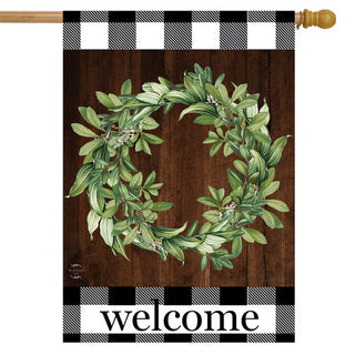 Farmhouse Wreath Standard House Flag