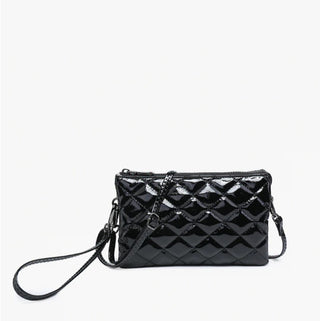 Jen & Co Riley High Gloss Quilted Crossbody Black M013HG