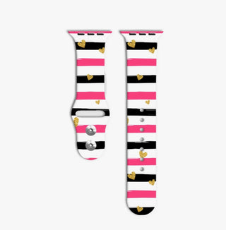 Silicone Apple Watch Band Striped Hearts 38/40/41mm