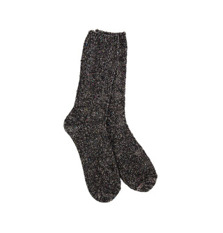World’s Softest Socks Ragg Cable Crew Black Confetti