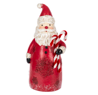 Paper Pulp Frosty Santa Figurine w/Candy Cane