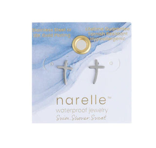 Howard's Narelle Waterproof Curved Cross Stud Earrings Silver