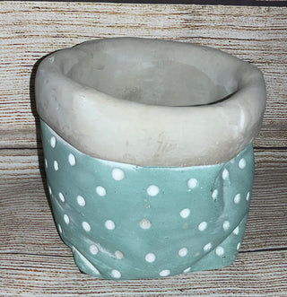 Teal & White Polka Dot Pot