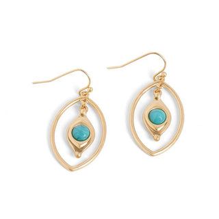 Whispers Gold Dangle w/Turquoise Center Earrings WN004199