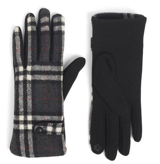 Coco + Carmen Belted Plaid Touchscreen Glove Grey 2136275B