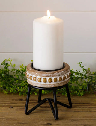 Beaded Pillar Candle Stand Small