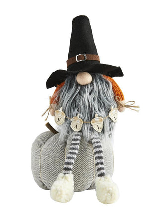 Mudpie Pilgrim Gnome On Pumpkin