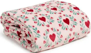 Vera Bradley Plush Throw Blanket Imperial Hearts Pink