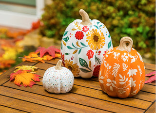 Autumn Blooms Ceramic Pumpkin