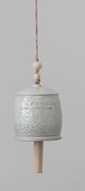 Stoneware Bell w/Wood Bead & Reactive Glaze